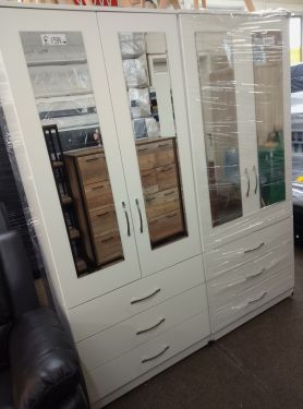 Click Here To Enlarge This Photo Of 2 Door 30inch mirrored Wardrobe with 3 drawers