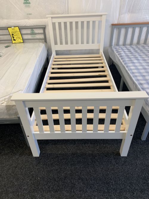 Click Here To Enlarge This Photo Of White single Monaco high foot end Bedframe