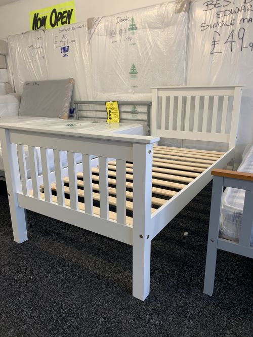 Click Here To Enlarge This Photo Of White single Monaco high foot end Bedframe