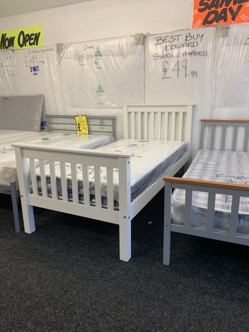Click Here To Enlarge This Photo Of White single Monaco high foot end Bedframe
